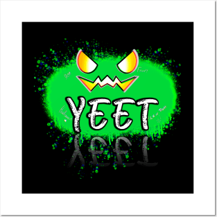 Yeet Jack O Lantern Green Pumpkin Splat Quote Posters and Art